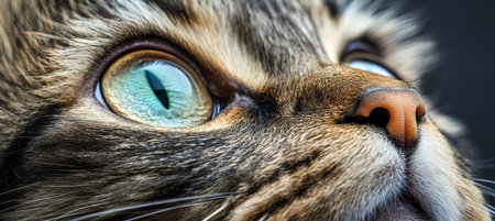 Mesmerizing LaPerm Cat with Fluffy Coat, Entrancing Aqua Blue Eyes, and Unique Fur Markingsの素材