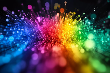 Vibrant Abstract Explosion of Colorful Lights and Energetic Radiance for Modern Design Backdropsの素材
