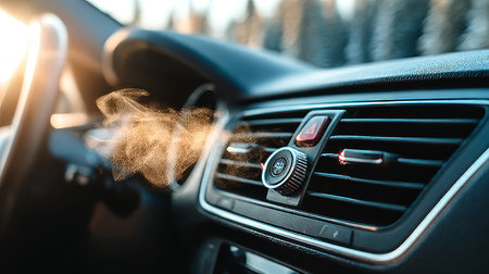 Modern Automotive Interior Featuring Climate Control System with Adjustable Air Vents for Comfortの素材