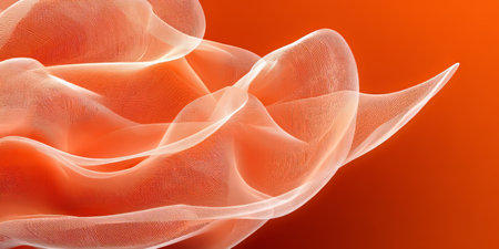 Elegant Abstract Texture Featuring Flowing Orange Fabric Waves Creating a Luxurious Backdropの素材