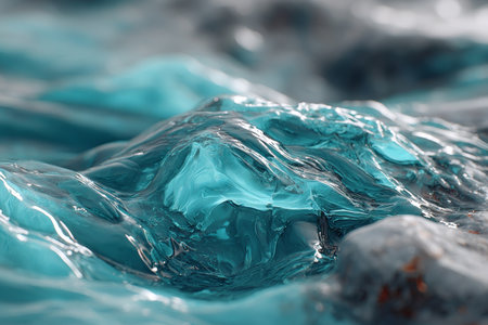 Stunning Abstract Water Surface with Ripples, Icy Textures, and Beautiful Light Reflectionsの素材