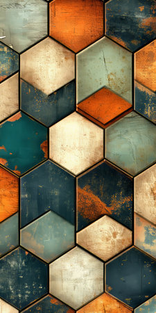 Contemporary Hexagon Pattern Background with Abstract Geometric Design in Neutral Grey Tonesの素材