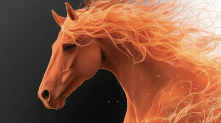 A Fiery Horse Galloping Through a Mythical Landscape, Capturing the Essence of Fantasy and Adventureの素材