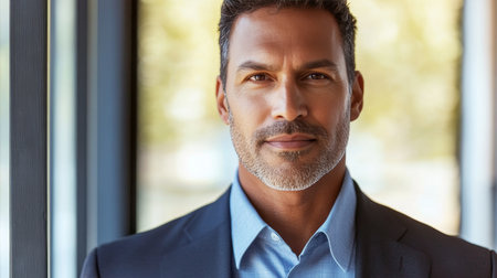 Confident Middle-Aged Business Leader in Professional Attire, Exuding Authority and Sophisticationの素材