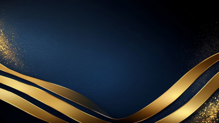 Elegant Deep Blue Swirls Intertwined with Luxurious Gold Ribbons, Captivating Artistry and Charmの素材