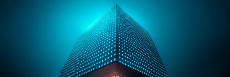 Futuristic Urban Architecture with Futuristic Blue Lighting, Capturing the Essence of Modern Designの素材