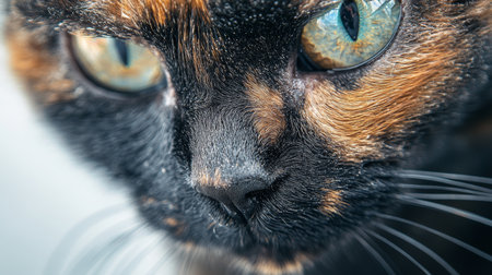 Captivating Glance of a Charming Cornish Rex Cat Showcased in a Stunning Close-Up Portrait Imageの素材