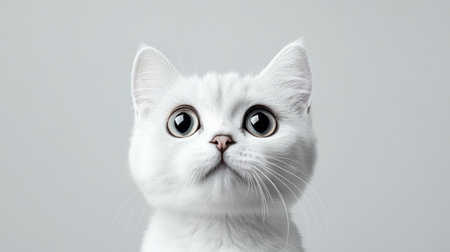 Charming Ragamuffin Cat Portrait with Captivating Eyes on Soft Gray Background in Studio Lightの素材