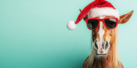 Hilarious Holiday Horse Humor Cheerful Animals Celebrating Christmas in Festive Style and Funの素材