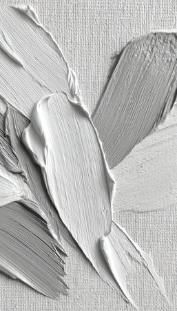 Minimalist Painting of Feathers and Textures in Elegant White and Grey Palette for Modern Decorの素材