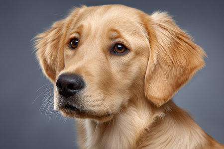 Charming Golden Retriever with a Gentle Expression, Capturing the Essence of Canine Affectionの素材