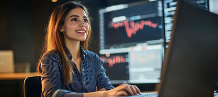 Business Analyst Monitoring Stock Market Data Flow and Managing Online Finance Processes Effectivelyの素材