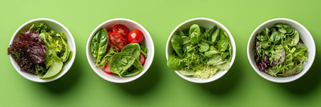 Vibrant Healthy Vegetarian Bowls with Fresh Vegetables for Nutritious Diet and Wellness Mealsの素材