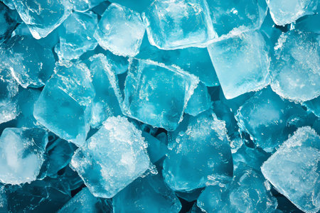Abstract Composition of Jagged Blue Ice Splinters Melting Amidst Shimmering Crystal Patternsの素材