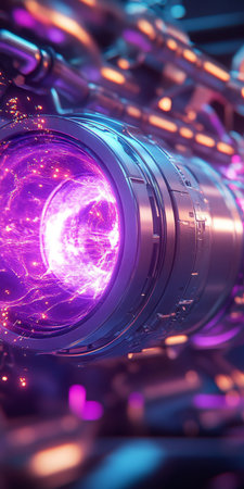 High Energy Generation Device Showcasing Its Ability to Harness Atomic Fusion in Close Up Viewの素材