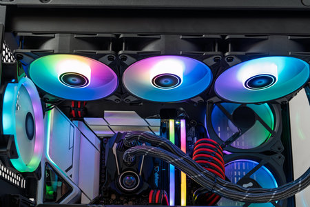 High-Performance Computer Build with RGB Lighting and Cooling System for Gaming and Creative Work