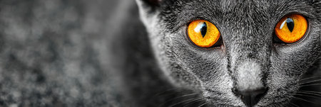Enchanting Australian Mist Cat with Striking Yellow Eyes and Dark Gray Fur, Captivating Expressionの素材