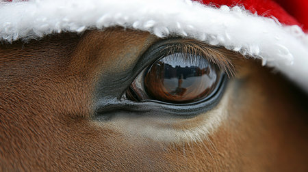 Festive Equine Spirit Captured in a Heartwarming Close-Up, Showcasing Seasonal Charm and Wonderの素材