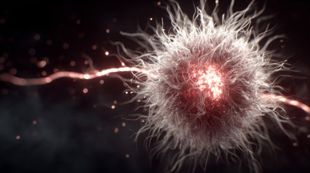 Atomic Fission Illustration Showcasing Radioactive Energy Transfer and Power Generationの素材