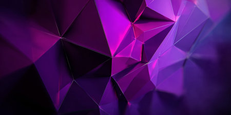 Abstract Purple Geometric Facets Create Artistic Structure in Low-Poly Background Designの素材