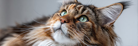 Charming Portrait of an Adorable Maine Coon Cat with Expressive Eyes and Fluffy Fur, Elegant Felineの素材