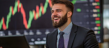 Professional Stock Trader Analyzing Financial Data and Capitalizing on Market Trends for Successの素材