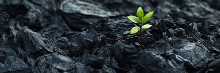 Resilience and Hope Represented by a Plant Growing Through Plastic Waste in a Chaotic Environmentの素材