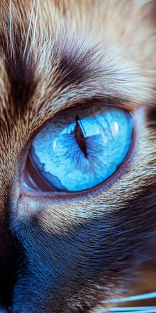 Stunning Balinese Cat Portrait with Striking Cyan Eyes and Intricate Patterns Captivating Viewersの素材