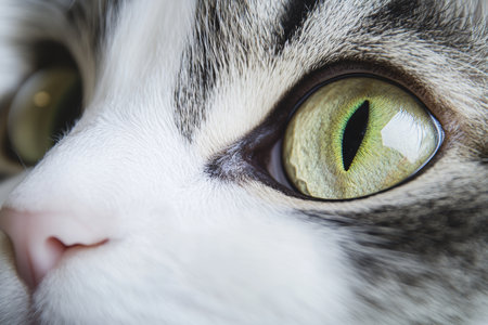 Charming Scottish Fold Cat with Captivating Eyes and Expressive Features on a Clean White Backgroundの素材