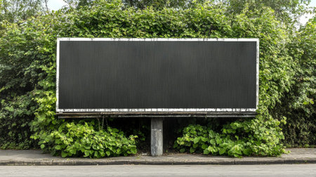 Blank Billboard on a Green Spring Nature Backdrop, Ideal for Street Advertising and Announcementsの素材