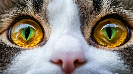 Close Up of an Enchanting Animal Gaze with Bright Color Variations and Detailed Features in Focusの素材