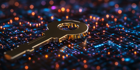 Golden Key Unlocking Data Network Security for Financial Access, Technology, and Internet Safetyの素材