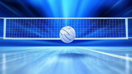 Dynamic Volleyball Match in Action Teams Compete with Passion and Skill in a Thrilling Sports Arenaの素材
