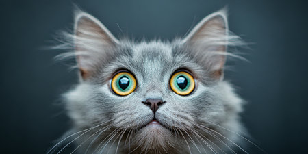 Majestic Maine Coon Cat Close-Up with Stunning Green Eyes, Adorable and Charming Feline Portraitの素材