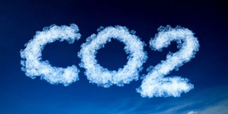 Dramatic Blue Cloudscape Depicting Rising Atmospheric CO2 Levels and Climate Change Challenges Aheadの素材