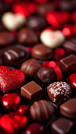 Array Of Handmade Christmas And Valentine Sweet Chocolate Candy Treats In Assorted Stylesの素材