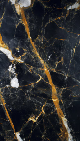 Elegant Black Marble Texture with Golden Veins, Stylish Design for Luxury Interior Spacesの素材