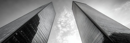Twin Skyscrapers Soaring Against a Clear Sky A Stunning Display of Modern Architectural Grandeurの素材