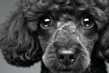 Charming Closeup of a Playful Puppy with Curly Fur and Expressive Eyes, Radiating Joy and Warmthの素材