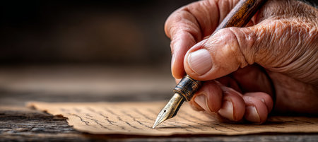 Artistic Composition of a Letter Crafted with Quill, Showcasing Wisdom and Timeless Literary Talentの素材