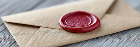 Vintage Romantic Correspondence with Wax Seal on Delicate Craft Paper Envelope and Mail Artの素材