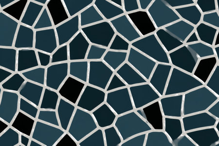 Geometric Ice Blue Mosaic Pattern with Sharp Lines on Dark Background for Modern Surface Designの素材