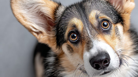 Stunning Portrait of a Pembroke Welsh Corgi with Amazing Detail Against a Soft, Blurred Backgroundの素材