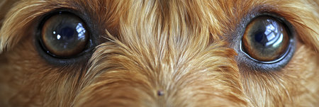 Close-Up Portrait of an Adorable Cockapoo with Golden Fur and Expressive Brown Eyes in Focusの素材