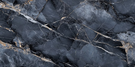 Abstract Blue Marble Design Featuring Grey Veining Accents on a Polished Stone Wall Surfaceの素材