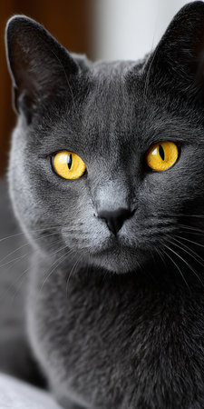 Adorable Gray Cat with Mystical Green Eyes, Perfect Pet Charmer in Studio Setting, Isolated Imageの素材