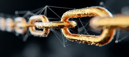 A Golden Chain Representing Digital Currency Connection in a Secure Decentralized Financial Networkの素材