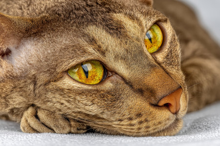 Charming Portrait of a Cornish Rex Cat with Engaging Eyes and Playful Expression in Studio Settingの素材