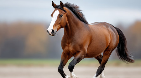 Majestic Stallion Galloping Across an Open Field, Symbolizing Freedom and Natural Beauty in Motionの素材