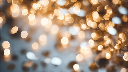 Abstract Background with Bokeh Effect, Golden and Silver Lights, Perfect for Celebrations and Eventsの素材